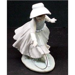 Lladro 1980 Girl w/Hoop Figurine