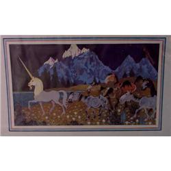 Unicorn Leading a Herd of Wild Mares