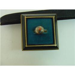 Coral Indian Ring 1950s Native American