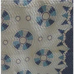 1950s Blue Printed Cotton Quilt