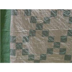 Green Block Cotton Quilt 1940s