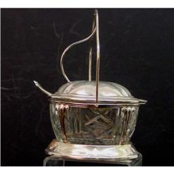 Italian 800 Silver Jam Jar Cut Glass