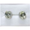 Image 1 : Sterling Silver Green Amethyst & Diamond Earrings