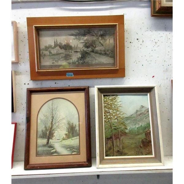 1 Oil on Board Painting & 2 Framed Prints