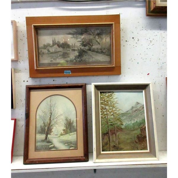 1 Oil on Board Painting & 2 Framed Prints