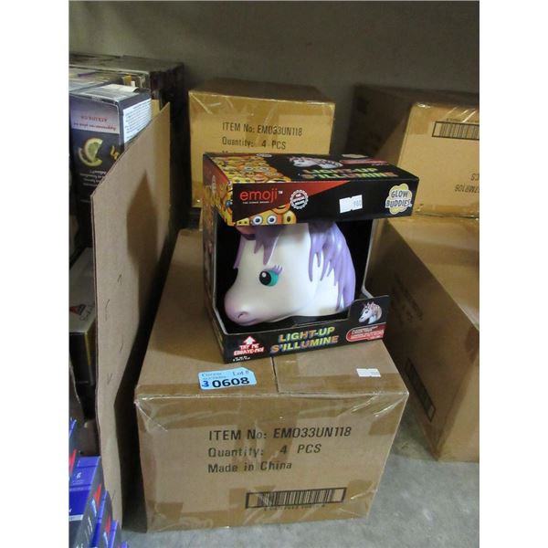 3 Boxes of 4 Unicorn Emoji Glow Buddies