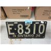 Image 1 : Rare 1936 Ontario License Plate - Single Plate