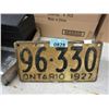 Image 1 : Rare 1927 Ontario License Plate - Single Plate