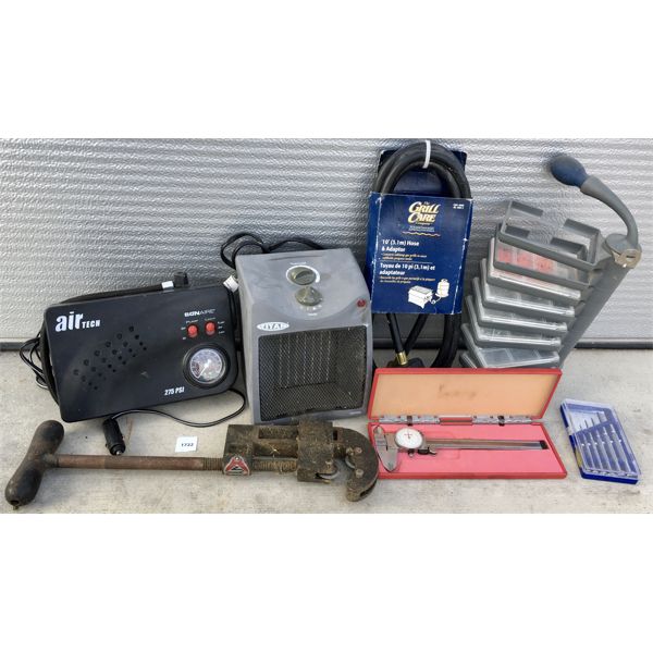 JOB LOT - PARTS SORTING BIN, 10' BBQ PROPANE HOSE, HEATER, ETC