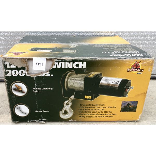 12V 2000LB ATV WINCH - NEW