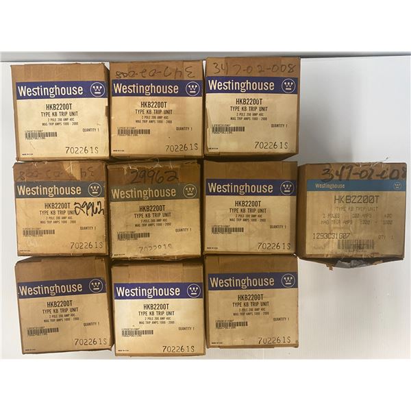 Lot of (10) Westinghouse #HKB2200T Type KB Trip Units 2 P 200A