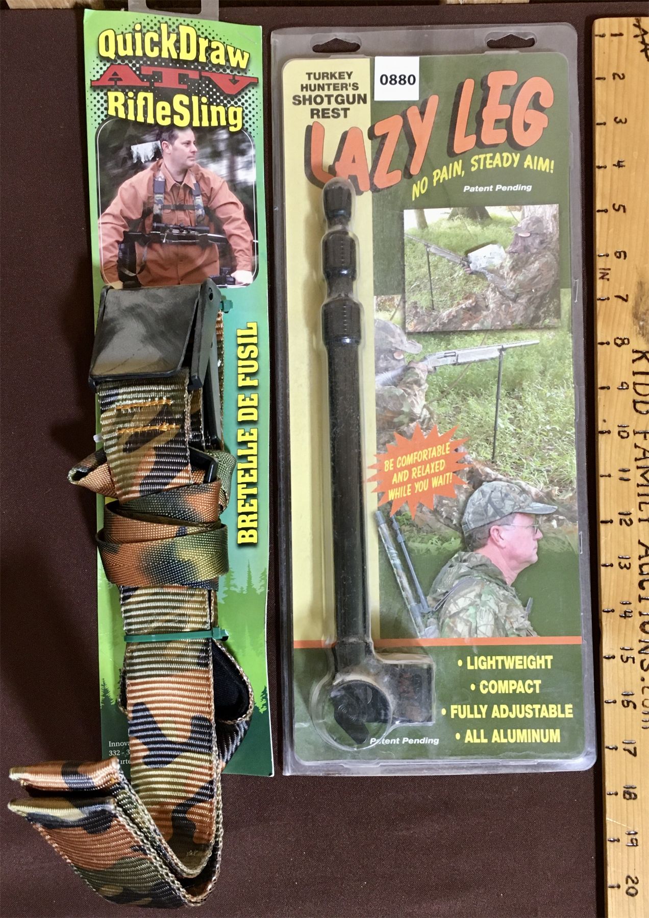 LOT OF 2 - QUICKDRAW ATV RIFLE SLING AND LAZY LEG SHOTGUN REST - NEW