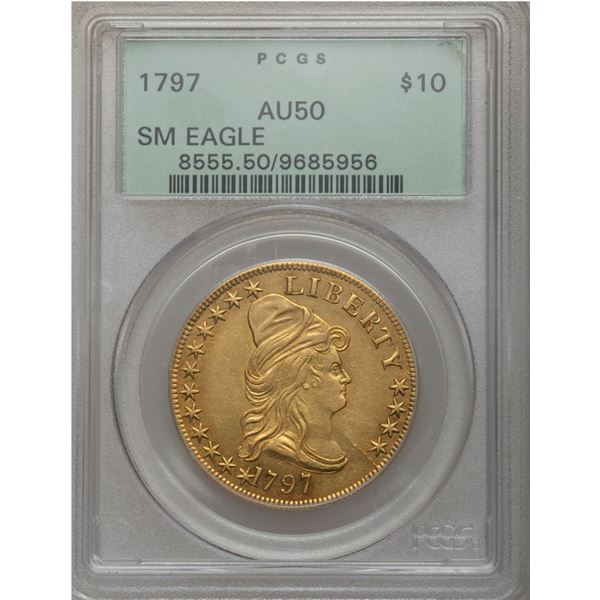 1797 $10 Small Eagle, BD-1, R.5, AU50 PCGS