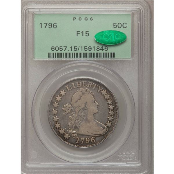 1796 50C 15 Stars Fine 15 PCGS. CAC. O-101, R.5
