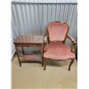 Image 1 : Rose Art Deco Chair & Side Table with Drawer 21" x 13" x 24.5"