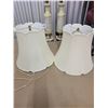 Image 2 : Two Marble Based Porcelain Lamps with Lamp Shades