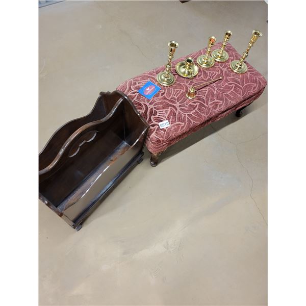 Ottoman - Magazine Rack - Georgetown Solid Brass Candles Sticks & Snuffer