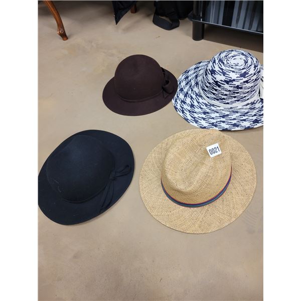Four Women's Hats - Kates Canada - 100% Wool Hats x2 & Fedora