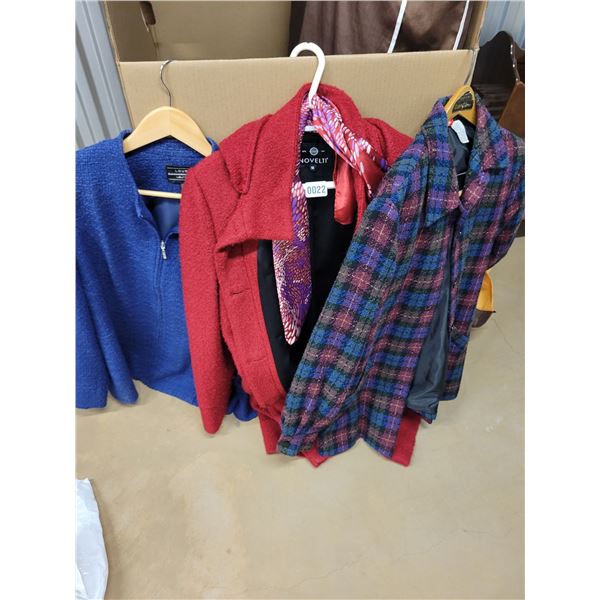 Novelti Red Jacket (16) - Blue Zip up (16) - Plaid Button up (12) - London Fog Red Jacket & Scarf XL