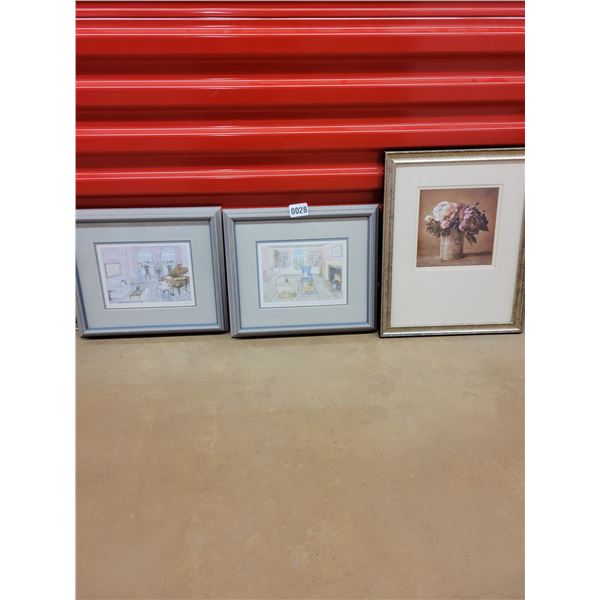 Two Small Helen Downing Hunter & One Floral Print