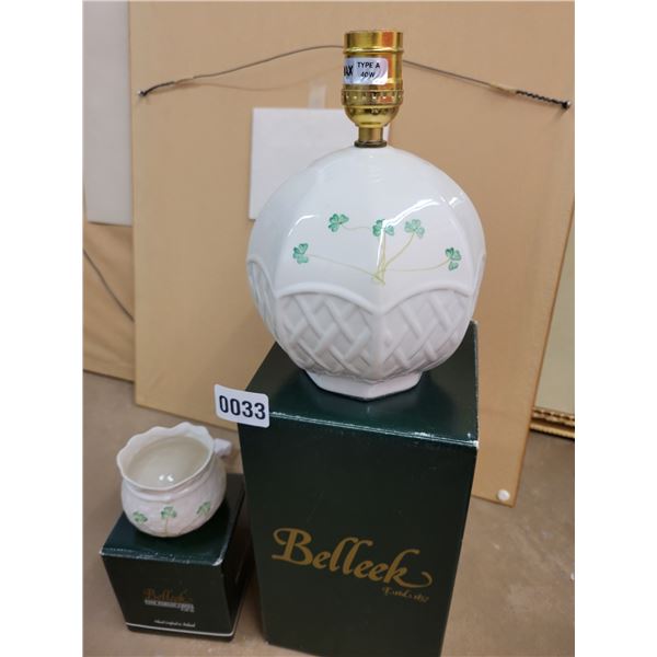 Two Piece Belleek Fine Parian China - No Lamp Shade