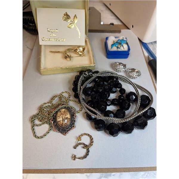 Assorted Costume Jewellery, Christmas Rose, Blue Bird Ear Rings