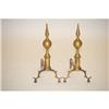 Image 1 : PR. BRASS STEEPLE TOP ANDIRONS - PR. OLD BRAS
