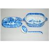 Image 3 : 3 PC. BLUE & WHITE STAFFORDSHIRE SAUCE TUREEN