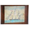 Image 2 : FOLK ART AMERICAN CLIPPER SHIP WATERCOLOR - 1