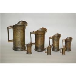 (7) GRADUATED PEWTER MEASURES - SET (7) 19TH