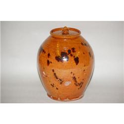 NEW ENGLAND REDWARE OVOID STORAGE JAR - 11" N