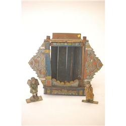19TH CENT. PAINTED & CARVED FIGURES & SHRINE