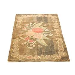 19TH CENT. FOLK ART HOOKED RUG - 19TH CENT. F