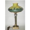 Image 2 : HANDEL DECORATED GLASS LAMP - MILK GLASS SHAD