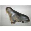 Image 1 : 6" INUIT STONE CARVING OF BULL WALRUS W/ BONE