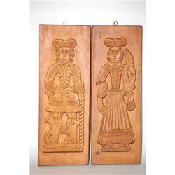 (2) LARGE CARVED COOKIE BOARDS - (2) CONTINEN