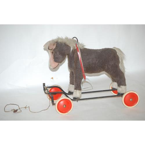 STEIFF PONY HOBBY HORSE PULL TOY - LARGE BROW