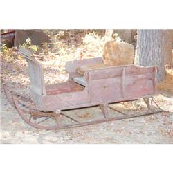 19TH CENT. PAINTED HORSE DRAWN SLEIGH - WOODE