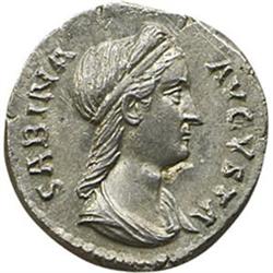 Sabina, moglie di Adriano (deceduta nel 137 d.C.) Denario.