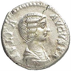 Iulia Domna, moglie di Settimio Severo (deceduta nel 217 d.C.) Denario.