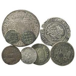 Malta   Lotto di 8 monete: 6 d'argento e 2 di rame