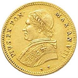 Roma  Pio IX (1846-1870). Scudo stretto d'oro 1854