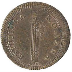 Ronciglione   Lotto di 2 monete: 2 baiocchi Repubblica Romana (Pag.34) e Madonnina da 3 baiocchi Occ