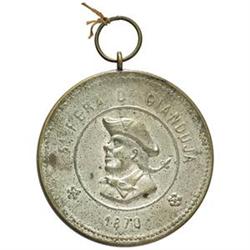 Torino   Medaglia-scatoletta 5¬8 Fiera d'Gianduja 1870 contenente 10 immagini colorate di monumenti 