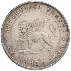 Venezia  Governo Provvisorio (1848-1849). 5 lire 1848.