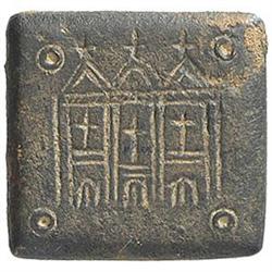 Peso quadrangolare con prospetto di chiesa a tre navate