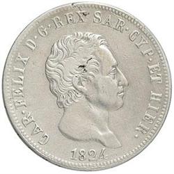 Carlo Felice (1821-1831) 5 lire 1824 T