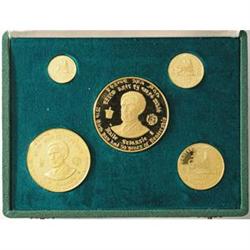 Etiopia   Set completo di 5 monete 1966, per il 75¬8 compleanno di Haile Selassie in astuccio origin