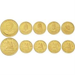 Etiopia   Set completo di 5 monete in oro e 5 in argento del 1972 commemorative degli Imperatori di 