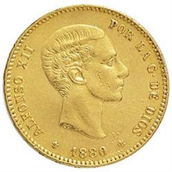 Spagna  Alfonso XII (1874-1885) 25 pesetas 1880